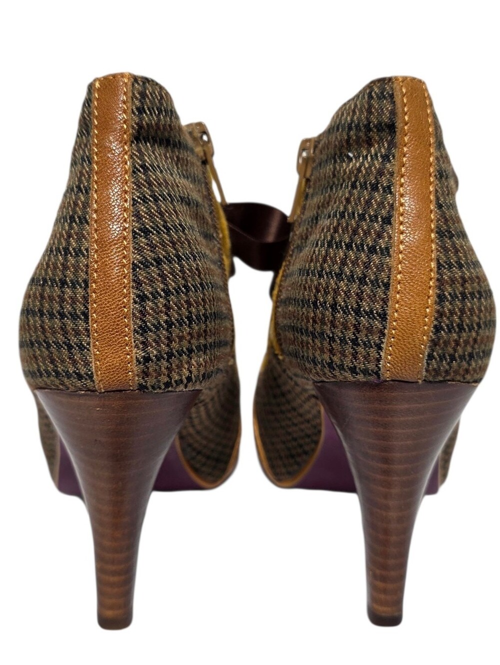 POETIC LICENSE "BETSEY'S BUTTONS" TWEED LACE-UP HEELED OXFORD ANKLE BOOTIES SZ7 - Picture 6 of 14